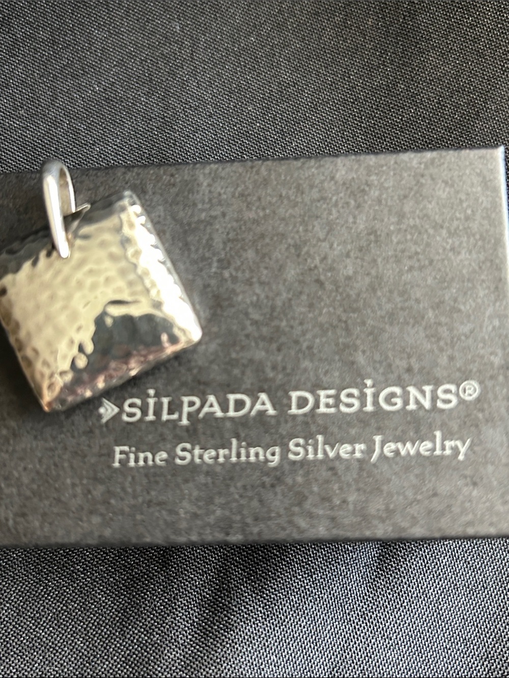Silpada S1118 Hammered Sterling Silver Square Pendant